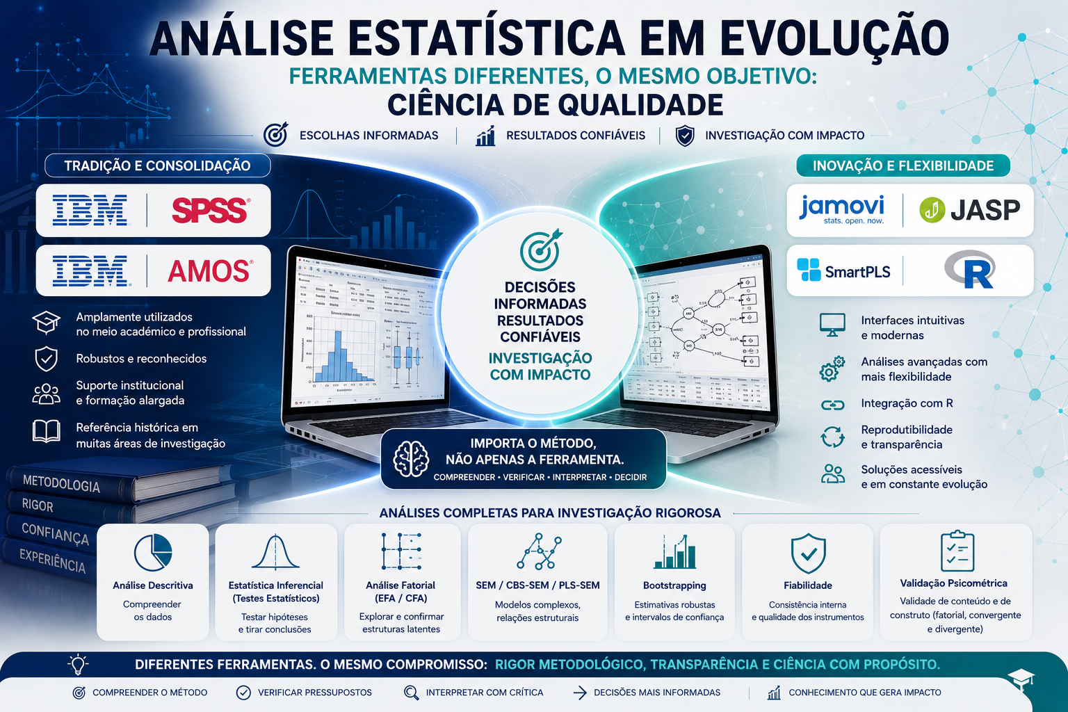 A evolução da análise estatística com JASP, Jamovi, SmartPLS e novas ferramentas de análise de dados